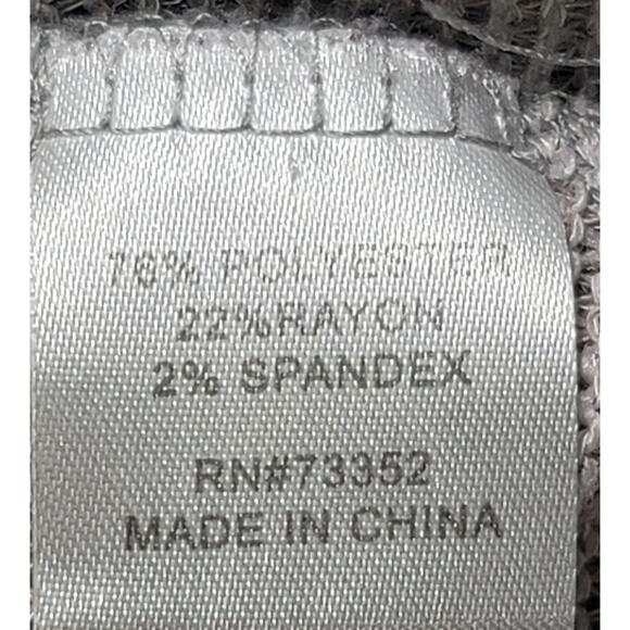 It's Our Time Gray Burgundy Black Open Front Hooded Coatigan Large Lightweight - Picture 4 of 5